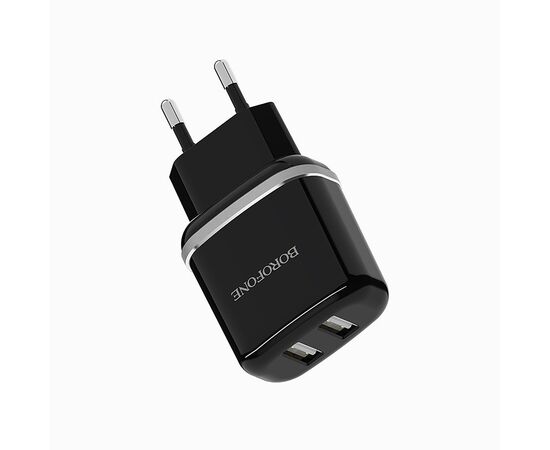  Адаптер Сетевой с кабелем Borofone BA25A Outstanding 2USB/5V/2.4A +micro USB (white) 