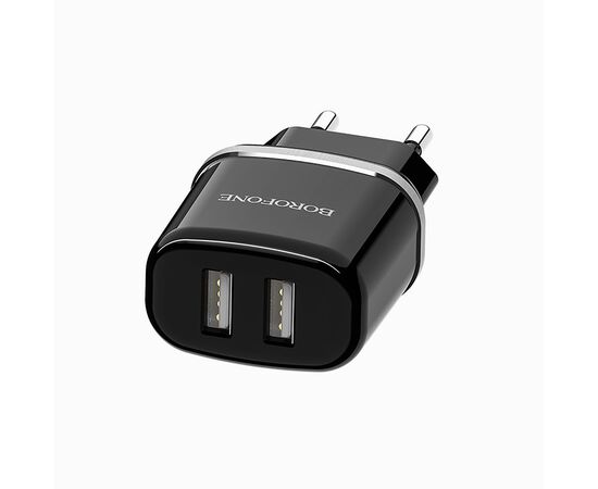  Адаптер Сетевой с кабелем Borofone BA25A Outstanding 2USB/5V/2.4A +micro USB (white) 
