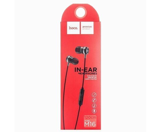  Проводные наушники с микрофоном внутриканальные Hoco M16 Ling saund metal universal, 3.5 Jack (black 