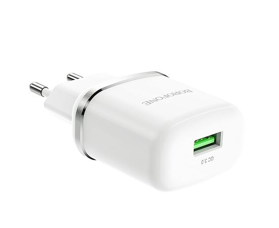  Адаптер Сетевой Borofone BA36A High QC3.0 1USB/5V/3A (white)(124170) 