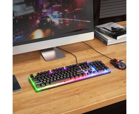  Игровая клавиатура и мышь HOCO GM18 Luminous, черный, Russian version 