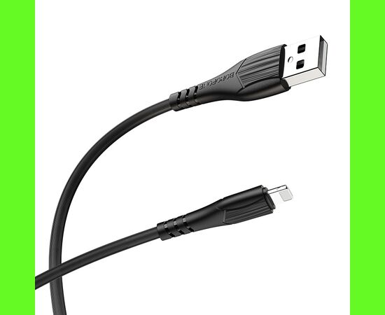  Кабель USB - 8 pin Borofone BX37, Wieldy, 1.0м, круглый, 2.4A, силикон, цвет: чёрный(1/360) 