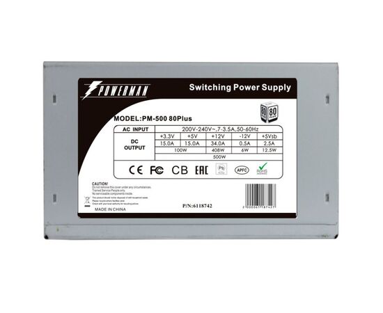  Блок питания POWERMAN PM-500ATX (6118742) 500WATX2.2, Active PFC 80+, 12cm Fan OEM 