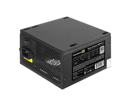  Блок питания ExeGate 400PPH-LT EX292148RUS 400W ATX, APFC, КПД 82% (80 PLUS), 12cm fan, 24pin, (4+4)pin, PCIe, 5xSATA, 3xIDE, black 