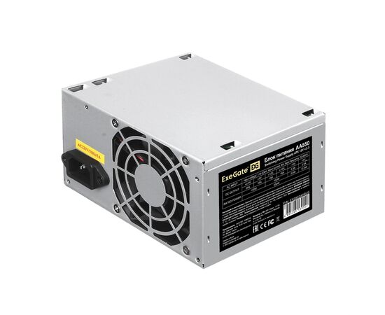  Блок питания ExeGate AA550 EX292240RUS-S 550W (ATX, SC, 8cm fan, 24pin, 4pin, 2xSATA, IDE, кабель 220V с защитой от выдергивания) 