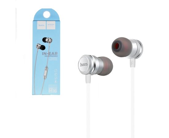  Наушники внутриканальные HOCO M16, Ling Sound, микрофон, кабель 1.2м, цвет: серебряный (1/30/300) 