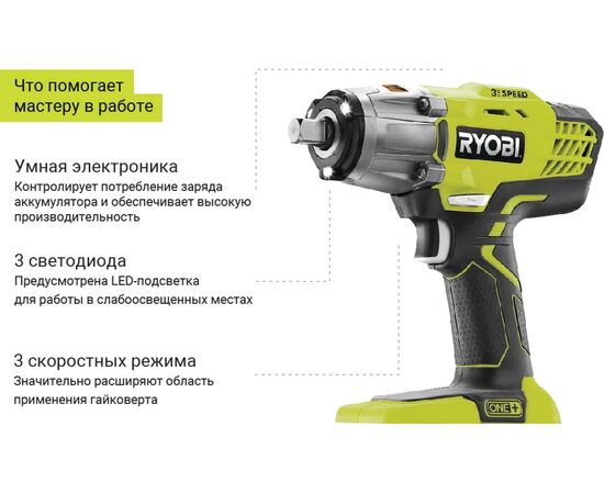  Ударный гайковерт Ryobi ONE+ R18IW3-0 (5133002436) без акк 