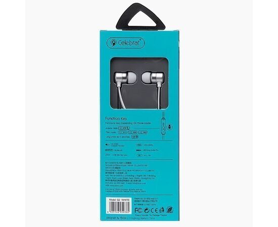  Проводные наушники с микрофоном внутриканальные Celebrat G2 Jack 3,5  (white) (106439) 