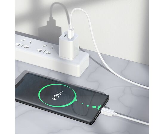  Кабель USB - микро USB HOCO X73 Sunway, 1.0м, круглый, 2.4A, силикон, цвет: белый (1/31/310) 