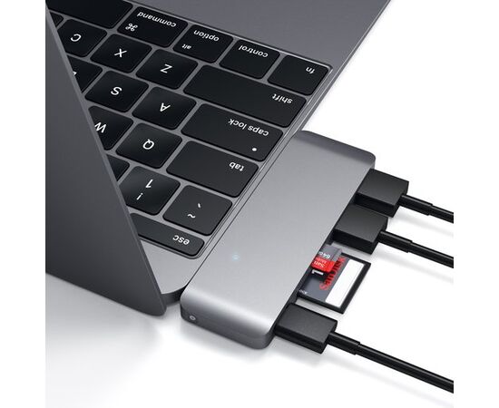  USB-хаб Satechi Type-C USB 3.0 Passthrough Hub для Macbook 12" серый космос. 