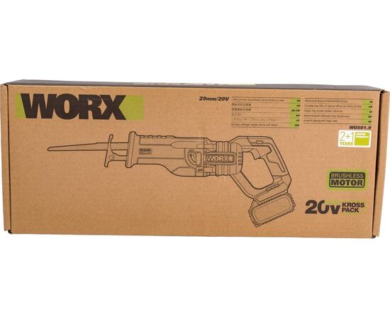  Пила сабельная WORX Professional WU501.9 аккумуляторная, бесщеточная, 20В, 29мм, без АКБ и ЗУ 