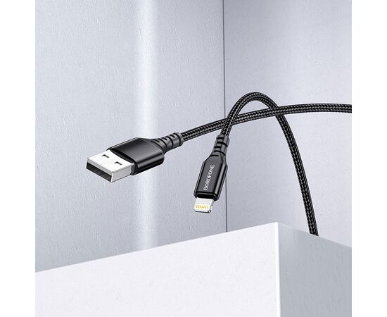  Кабель USB BOROFONE BX54 Ultra bright USB - Lightning, 2.4А, 1 м, черный 