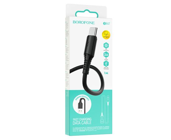  Кабель USB BOROFONE BX47 Coolway USB - Type-C, 2.4А, 1 м, черный 