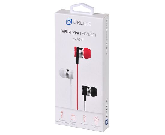  Наушники Oklick HS-S-210 1.2м красный 