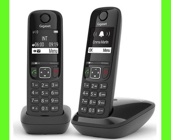  Р/Телефон Dect Gigaset AS690 DUO RUS черный (труб. в компл.:2шт) АОН 