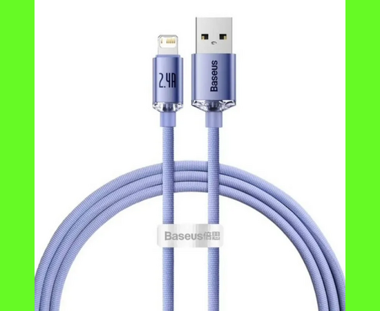  Кабель USB - Lightning Baseus Crystal Shine Series Fast Charging Data Cable 2.4A 2m, нейлон , CAJY000105 (Purple) 