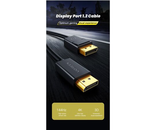  Кабель UGREEN DP102 10244 DP 1.2 Male to Male Cable 1m Black 