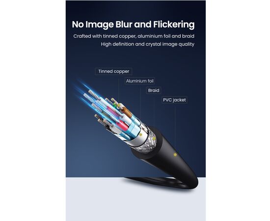  Кабель UGREEN DP102 10244 DP 1.2 Male to Male Cable 1m Black 