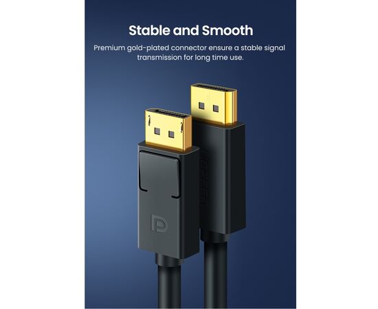  Кабель UGREEN DP102 10244 DP 1.2 Male to Male Cable 1m Black 