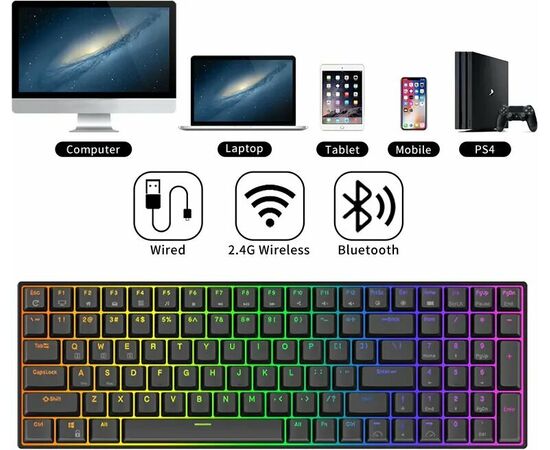  Клавиатура Royal Kludge RK100 Black USB/2.4 GHz/Bluetoth/RGB/Hot Swap/Brown switch 