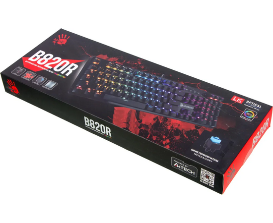  Клавиатура A4Tech Bloody B820R Blue S механическая черный USB for gamer LED (B820R BLACK (BLUE SWITCH)) 