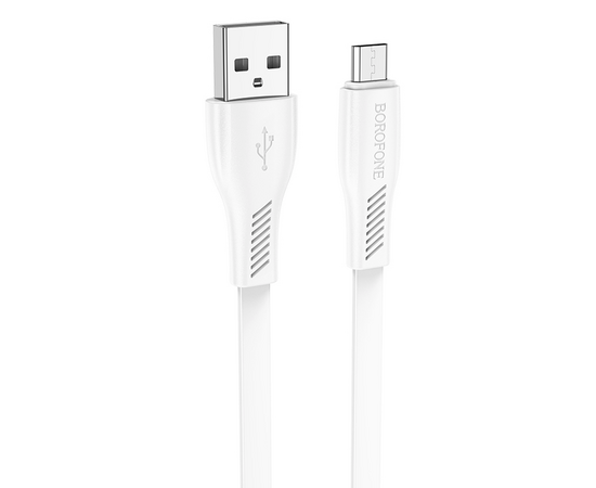  Дата-кабель USB 2.4A для micro USB Borofone BX85 ПВХ 1м (White) 