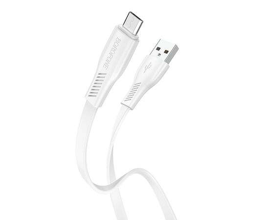  Дата-кабель USB 2.4A для micro USB Borofone BX85 ПВХ 1м (White) 