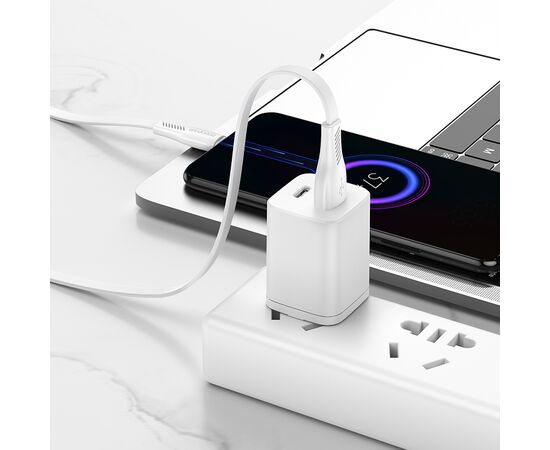  Дата-кабель USB 2.4A для micro USB Borofone BX85 ПВХ 1м (White) 