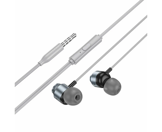 Наушники вакуумные AUX разъём с МК без рег.громкости длина 1.2м Hoco M122 (Metal Grey) 