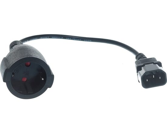  Кабель-переходник VCOM CE002-CU0.75-0.15M UPS-розетка (IE-320 C14 to Socket Type-F) 3Gx0,75mm VDE (04895182274068) 