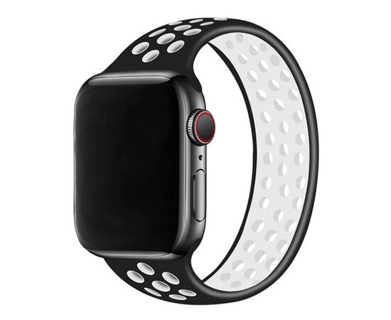  Ремешок-браслет силиконовый перфорированный Great Case Solo Loop для Apple Watch 42/44/45/49 мм, M(145мм), черный+белый (9) 