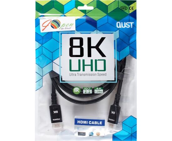  Кабель Vcom ACG859B-1.0 HDMI 19M/M, ver. 2.1 8KX60Hz Econom оплетка 1m iOpen 
