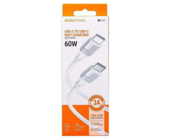  Кабель Type-C - Type-C Borofone BX101 Creator PD 60W 100см 3A  (white) (225488) 