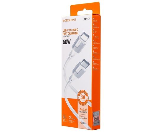  Кабель Type-C - Type-C Borofone BX101 Creator PD 60W 100см 3A  (white) (225488) 