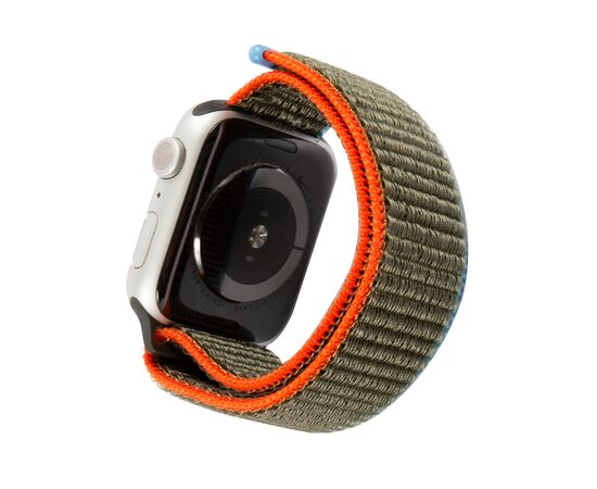  Ремешок нейлоновый MB для Apple watch – 42-44 mm (S3/S4/S5 SE/S6), оливковый с сине-красным краем 