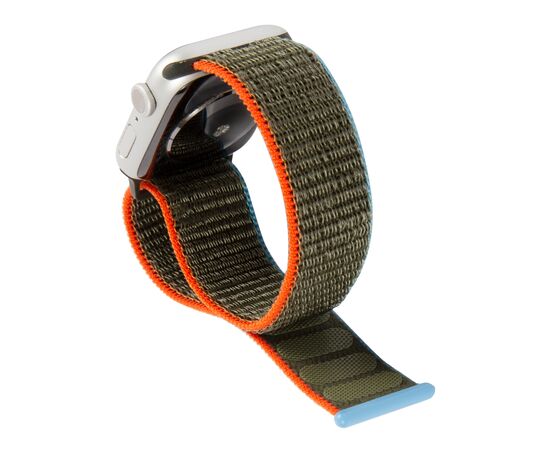  Ремешок нейлоновый MB для Apple watch – 42-44 mm (S3/S4/S5 SE/S6), оливковый с сине-красным краем 