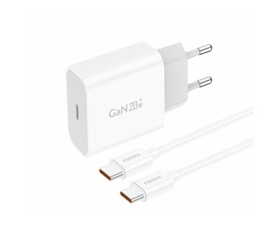  СЗУ Foneng EU23 USB-C, PD20W  + кабель Type-C to Type-C (White) 