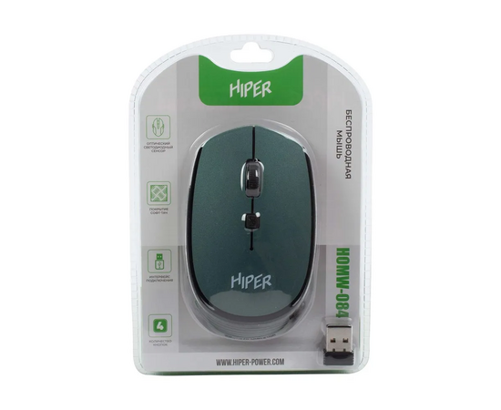  Мышь беспроводная HIPER HOMW-084 1600dpi, зеленый 