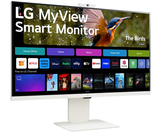  Монитор LG MyView 32SR85U-W LCD 31.5'' 4K UHD Smart Monitor, IPS, 400cd/m2, 16:9, 5мс (GtG), 60Hz, 178/178, speakers 5Wx2, webcamera, внешний БП, USB 