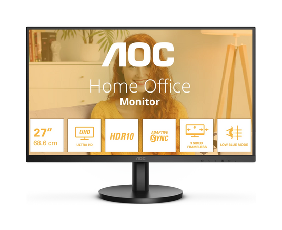  Монитор AOC U27B3M Black 27" 4K, VA, 3840x2160, 4 ms, 178 /178 , 300 cd/m, 20M:1, +2xHDMI 2.0, +DisplayPort 1.4, +MM 
