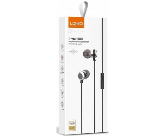  Наушники + микрофон  LDNIO HP02/ Кнопка управления/ 1м/ 3.5 mm jack/ Чёрный 