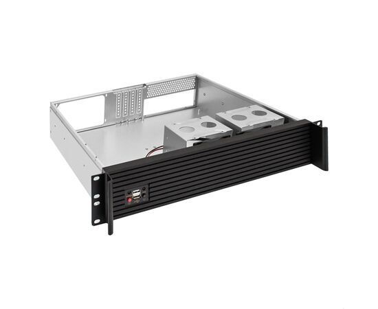  Корпус ExeGate Pro 2U400-04AL EX297727RUS (RM 19", высота 2U, глубина 400, передняя панель - алюминий, без БП, 2*USB) 