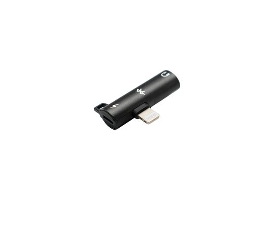  Адаптер USB Lightning(M) на Jack 3.5 мм(F)+Lightning(F) чёрный, блистер 