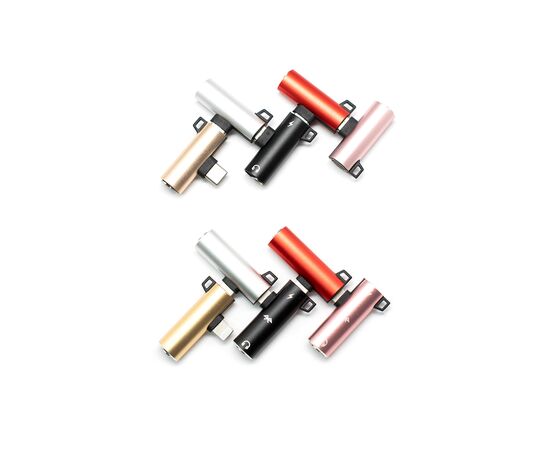  Адаптер USB Lightning(M) на Jack 3.5 мм(F)+Lightning(F) чёрный, блистер 