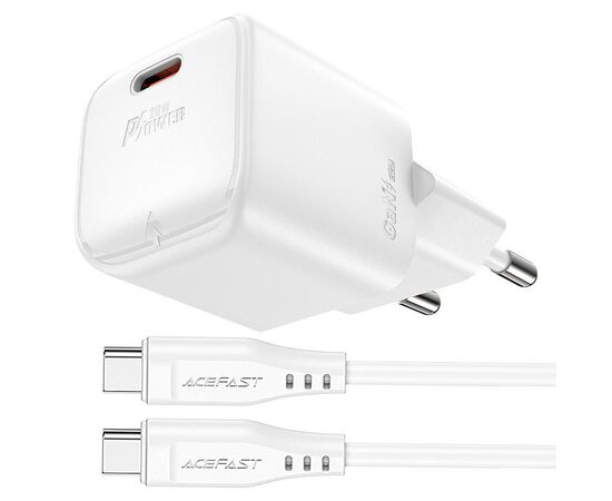  Зарядка ACEFAST A73 mini PD20W GaN USB + Кабель Type-C - White 