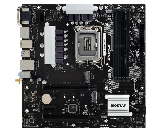  MB s1700 BIOSTAR B760MZ-E Pro Intel B760, 4xDDR5-4800 МГц, 2xPCI-Ex16, 2xM.2, Micro-ATX 