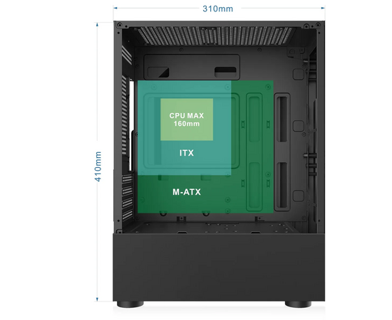 Корпус BLOODY BD-CC102F, mATX, Midi-Tower, без БП, черный 