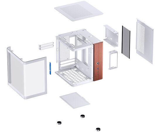  Корпус JONSBO TK-0 White без БП, боковая панель из зак. стекла (панорама), mini-ITX, SFX, белый 